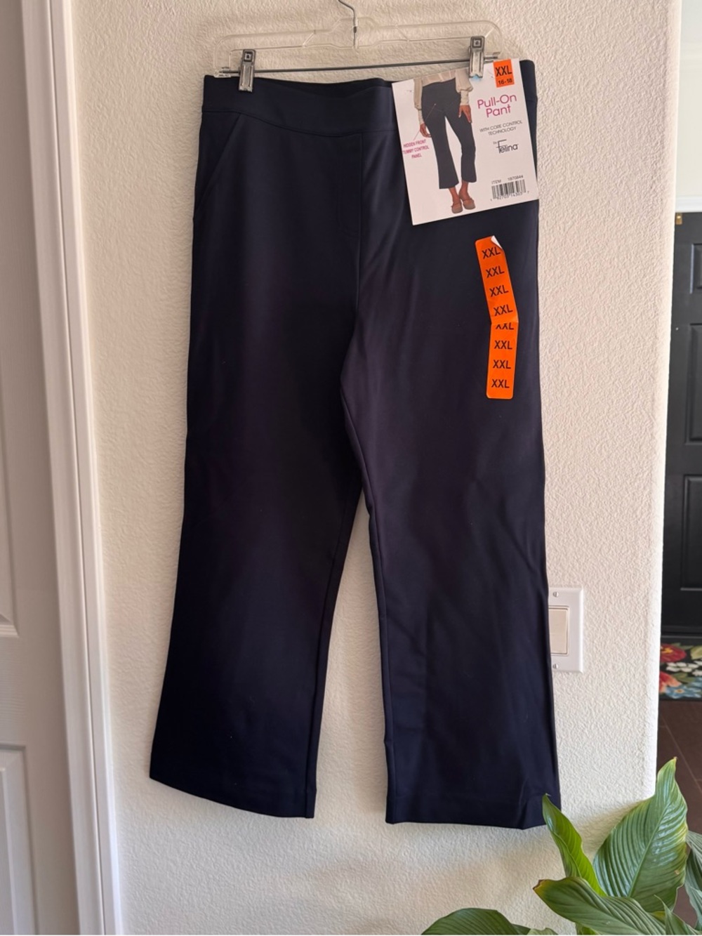 Navy Pull-On Straight Leg Pants